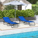 Outsunny Folding Chaise Lounge Pool Chair, Patio Sun Tanning Chair, Outdoor Lounge Chair with 4-Position Reclining Back, Breathable Mesh Seat for Beach, Yard, Patio, Blue - DTYStore