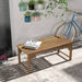 Outsunny Wooden Garden Bench, Outdoor Park Bench with Slatted Seat, Backless Front Porch Bench with Curved Seat for Conservatory, Garden, Poolside, Deck, Teak - DTYStore