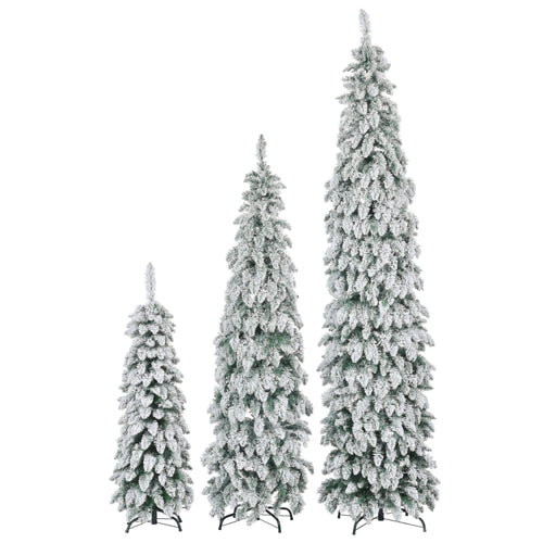 8FT, 6FT, 4FT Pre-Lit Pencil Christmas Trees, 3-set Slim Artificial Christmas Tree With Snow Flocking, Xmas Holiday Decoration Tree, 1455 Branch Tips, 520 LED Lights, 11 Lighting Modes - Image 9