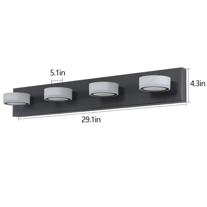 LED Modern Black 4-Light Vanity Lights Fixtures Over Mirror Bath Wall Lighting - DTYStore