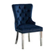Contemporary Blue Color Flannelette 2pcs Side Chairs Button-Tufted Upholstered Dining Chairs Wingback Design Furniture Set - DTYStore