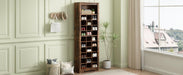 Stylish Design 30 Shoe Cubby Console, Contemporary Shoe Cabinet with Multiple Storage Capacity, Free Standing Tall Cabinet with Versatile Use for Hallway, Bedroom, Rustic Brown - DTYStore