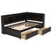 Twin Size L-shaped Bookcases Bed with Power Outlets, USB Charging Ports,Two Drawers,Espresso - DTYStore