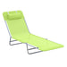 Outsunny Folding Chaise Lounge Pool Chairs, Outdoor Sun Tanning Chairs with Pillow, Reclining Back, Steel Frame & Breathable Mesh for Beach, Yard, Patio, Green - DTYStore