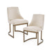 21'' Accent Dining Chairs, Antique Gold Metal Frame Back and Sled Leg Contemporary Modern Style for Kitchen Room, White,Set of 2 - DTYStore