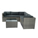 6 Pieces PE Rattan sectional Outdoor Furniture Cushioned Sofa set Grey Wicker, Dark Grey Cushion - DTYStore