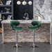 Masaccio Velvet Upholstered Adjustable Swivel Barstool, Set of 2, Green - DTYStore