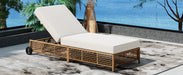 Outdoor Lounge Chair, Patio Chaise Lounge with 5-Position Backrest, Rattan Outdoor Lounge Chair with Cushion and Wheels for Poolside, Backyard, Garden (Natural+Beige) - DTYStore