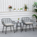 Outsunny 3 Piece Patio Set, Outdoor Bistro Furniture, PE Rattan Wicker Table and Chairs, Cushioned, Hand Woven, Modern Look with Tempered Glass for Garden, Porch, Pool, Backyard, Cream White - DTYStore