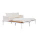 Modern Outdoor Daybed Patio Metal Daybed with Wood Topped Side Spaces for Drinks, 2 in 1 Padded Chaise Lounges for Poolside, Balcony, Deck, Beige - DTYStore