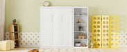 Queen Size Murphy Bed Wall Bed with Shelves,White - DTYStore