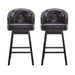 33.25' Swivel Counter Stools Set of 2, Upholstered Counter Height Bar Stools with Solid Rubber Wood Frame, Backrest, Footrest, Armless Barstools for Home Bar, Kitchen Counter, Dark Brown - DTYStore