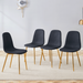 Luxury Simple Chair - Set of 4 BLACK Linen-Cotton Material High Resilience Dining Chair with Metal Golden Leg.Integral metal leg architecture,Suitable for various interior decoration styles. - DTYStore