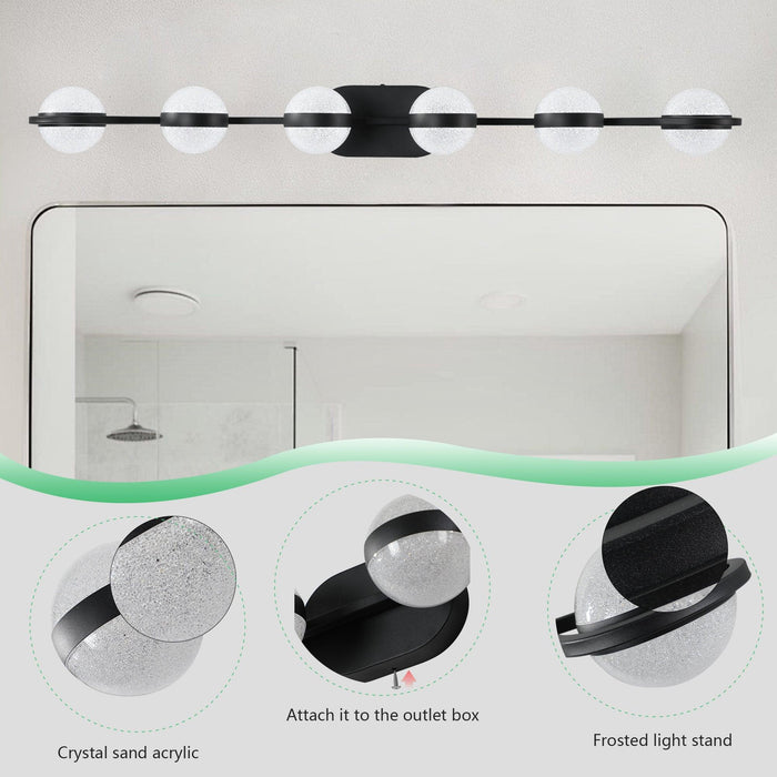 Vanity Lights With 6 LED Bulbs For Bathroom Lighting(Black) - DTYStore