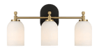 Meadows Three Lights Vanity Brushed Gold Bathroom Wall Light for Bathroom Over Mirror 20.5"W Ãƒâ€” 10.125"H Ãƒâ€” 5.5"E with White Frosted Glass - DTYStore