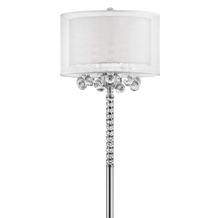 62.5' Tall Floor Lamp 'Moiselle', Silver and Crystal Accents, Silvery Shade Default -DTYStore