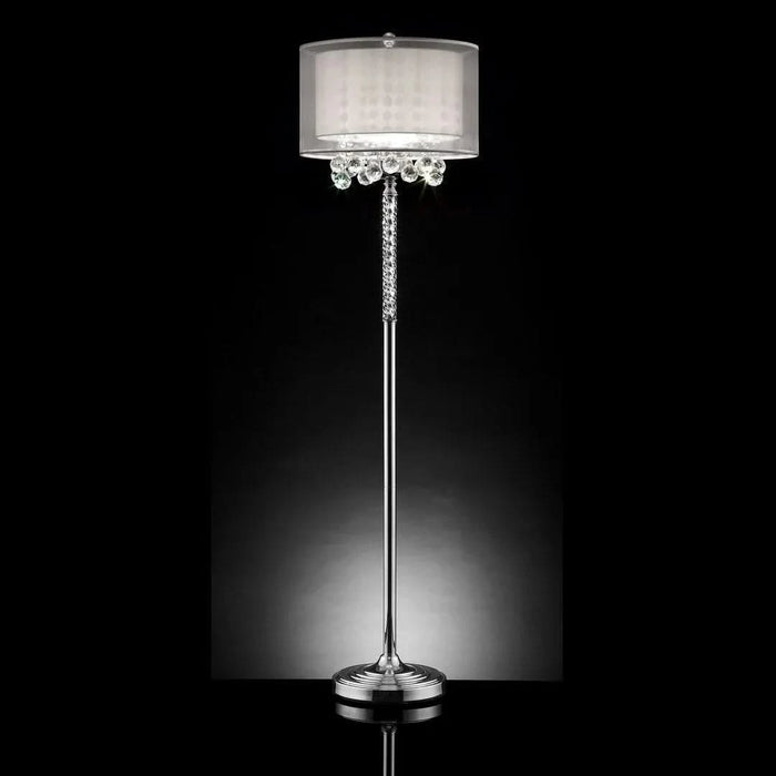 62.5' Tall Floor Lamp 'Moiselle', Silver and Crystal Accents, Silvery Shade Default -DTYStore
