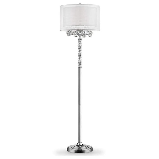 62.5' Tall Floor Lamp 'Moiselle', Silver and Crystal Accents, Silvery Shade Default -DTYStore