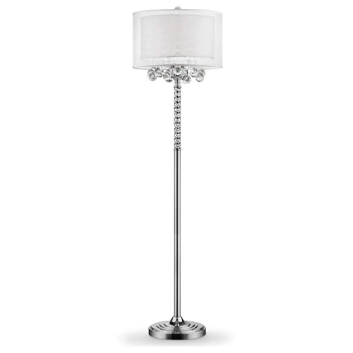 62.5' Tall Floor Lamp 'Moiselle', Silver and Crystal Accents, Silvery Shade Default -DTYStore