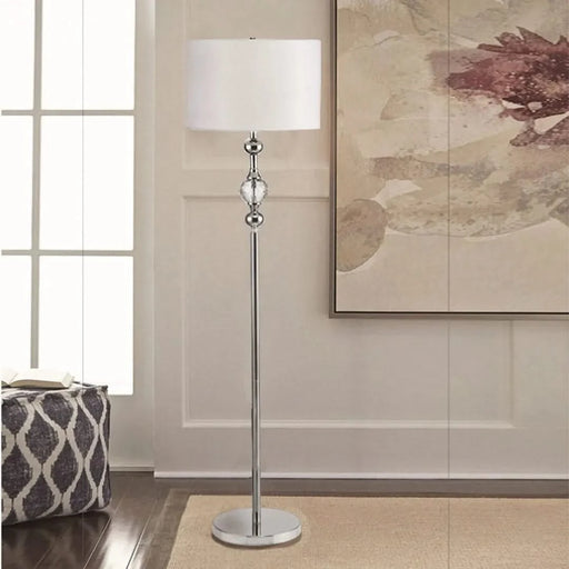 62.5' Tall Metal Floor Lamp' Leona' with Chrome finish and Crystal Accents Default -DTYStore