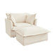 Upholstered Slipcovered Armchair with Ottoman, Deep Seat Armchair W/ Wide Ottoman for Living Room, Armchair Sets with Large Soft Pillows(Set of 2),Chenille Fabric,Cream