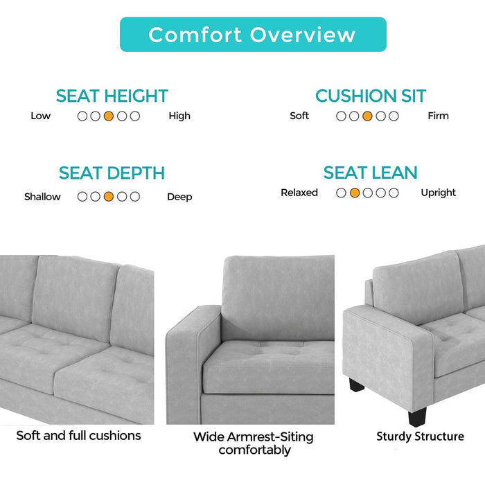Orisfur. Sectional Corner Sofa L-shape Couch Space Saving with Storage Ottoman & Cup Holders Design for Large Space Dorm Apartment,Light Grey - DTYStore