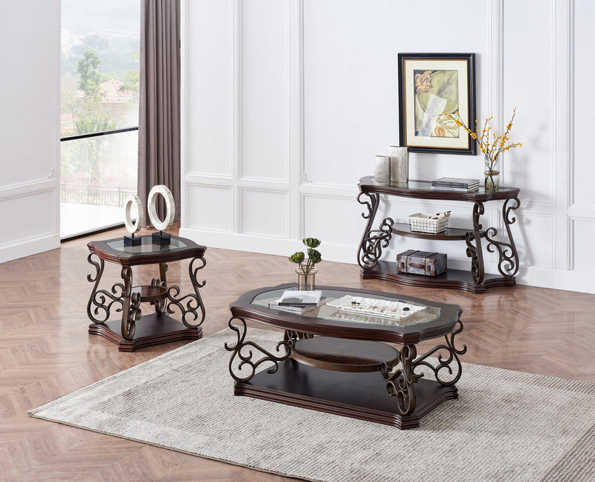 End table, Glass table top, MDF W/marble paper middle shelf, powder coat finish metal legs. (26.3"Lx26.3"Wx24"H) - DTYStore