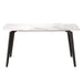 62.99' Modern Artificial Stone White Curved Edge Black Metal Leg Dining Table-Can Accommodate 6 People(Dining Table Only) Default -DTYStore