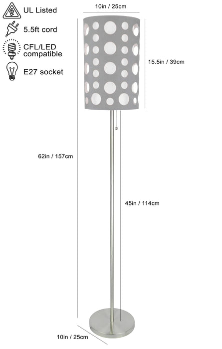 62'H GREY/WHITE RETRO FLOOR LAMP Default -DTYStore