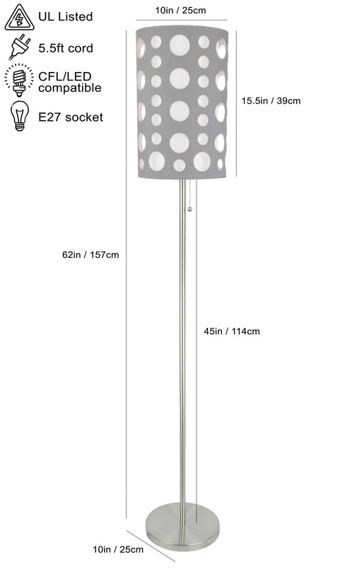 62'H GREY/WHITE RETRO FLOOR LAMP Default -DTYStore