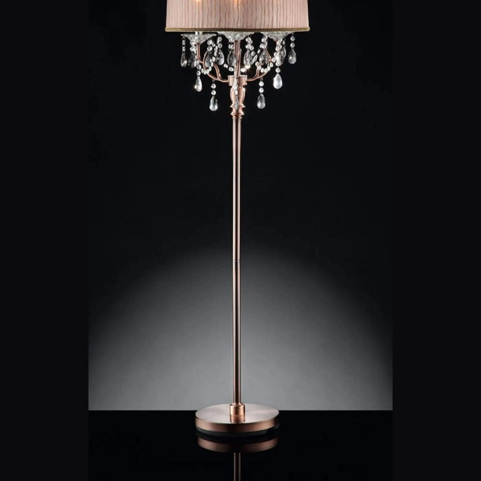 62' Tall Floor Lamp 'Rosie' w/ Silvery Pink finish and Crystal Accents, Shade Default -DTYStore