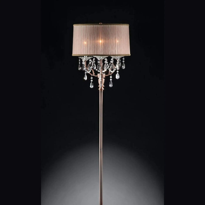 62' Tall Floor Lamp 'Rosie' w/ Silvery Pink finish and Crystal Accents, Shade Default -DTYStore