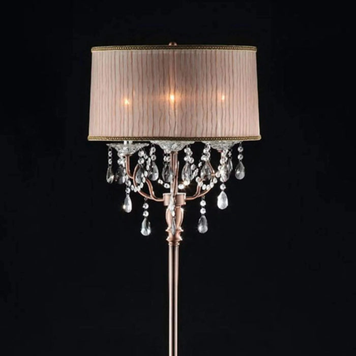 62' Tall Floor Lamp 'Rosie' w/ Silvery Pink finish and Crystal Accents, Shade Default -DTYStore