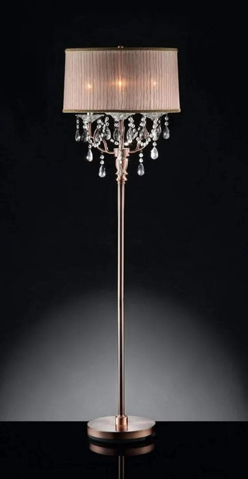 62' Tall Floor Lamp 'Rosie' w/ Silvery Pink finish and Crystal Accents, Shade Default -DTYStore