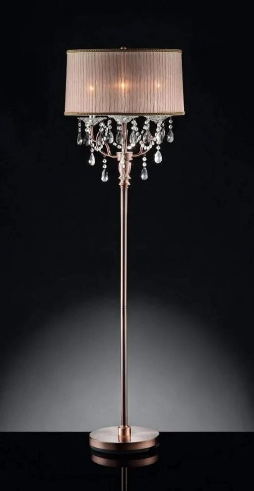 62' Tall Floor Lamp 'Rosie' w/ Silvery Pink finish and Crystal Accents, Shade Default -DTYStore