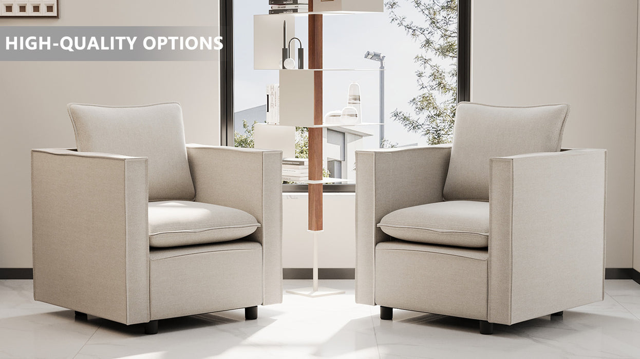 Decorative chairs, comfortable single sofa chairs in beige, soft and breathable seat cushions, soft cushioned armchairs, modern and comfortable sofa chairs in bedrooms/corners/reading rooms