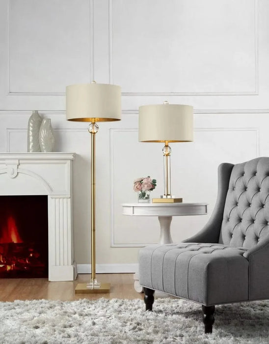 63.25-Inch Perspicio Solid Crystal Orb Gold Column Floor Lamp Default -DTYStore