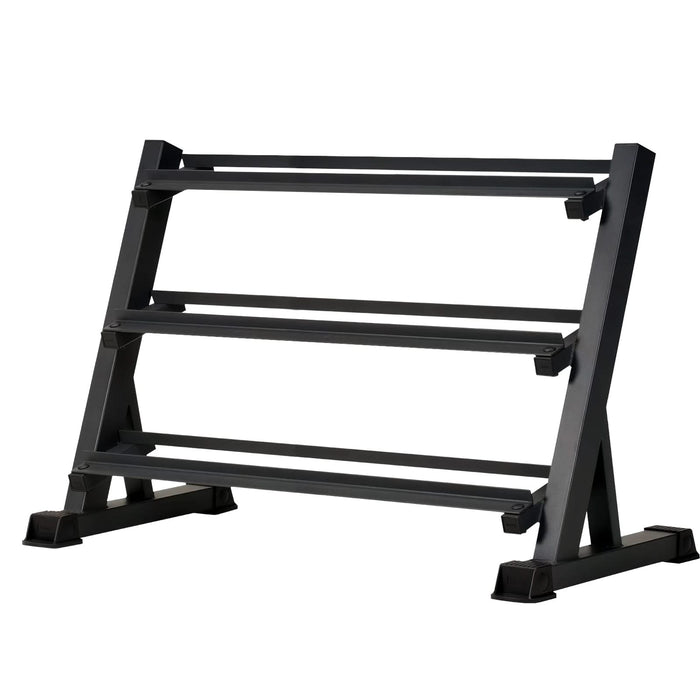 3-Tier Dumbbell Rack Stand: Holds 5-50lb weights with a 1100 lb max capacity. Designed specifically for dumbbell storage.