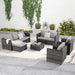 5 Piece Patio Furniture Set,Outdoor Wicker Rattan Sofa Conversation Set All Weather Patio Sectional Sofa Set with Glass Table, Cushions and Pillows for Garden, Backyard - DTYStore