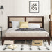 King Size Bed with Rattan Headboard, Two Storage Drawers, Rubber Wood Bed with Enhanced Support Salts and Feet,Espresso - DTYStore