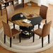 Table and chair set.A 47.3-inch diameter modern spliced color circular dining table - double-layer storage.Paired With 4 brown technology fabric dining chairs, simple and versatile, comfortable. - DTYStore
