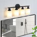 Modern 4-Light Vanity Bathroom Mirror Light, Frosted White Glass with Black Iron Frame, Contemporary Wall Sconce for Bedroom, Bathroom, And Dressing Room (Bulb Not Included) - DTYStore