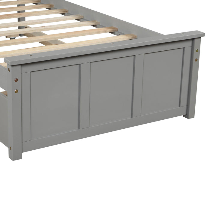 Platform Bed with Twin Size Trundle, Twin Size Frame, Gray - DTYStore