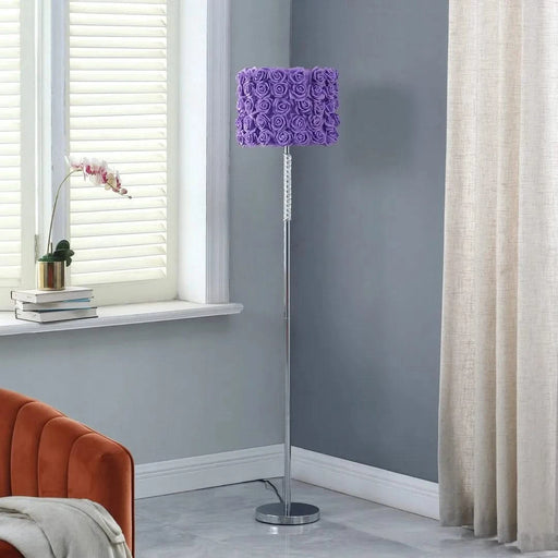 63'In Lavender Roses In Bloom Acrylic/Metal Floor Lamp Default -DTYStore