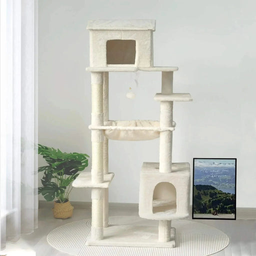 63 Inches Multi-Level Large Cat Tree beige Default -DTYStore