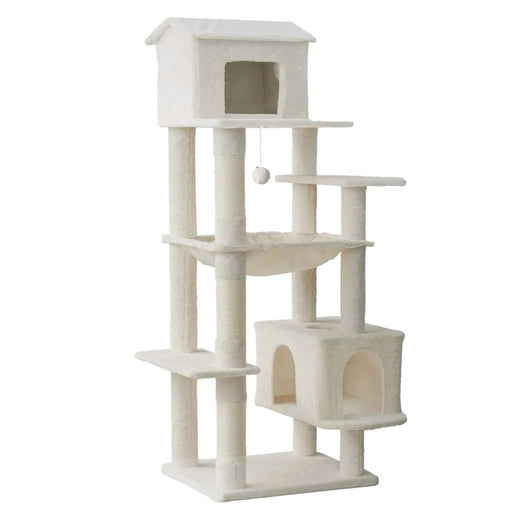 63 Inches Multi-Level Large Cat Tree beige Default -DTYStore