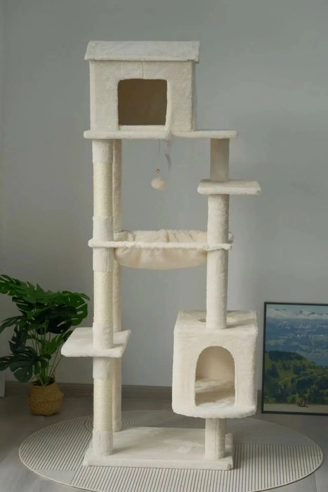 63 Inches Multi-Level Large Cat Tree beige - DTY Store