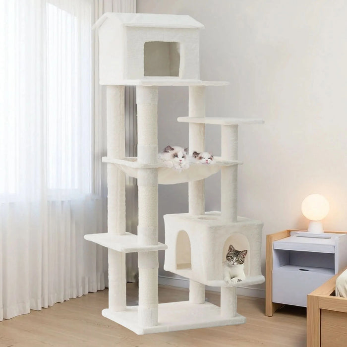 63 Inches Multi-Level Large Cat Tree beige - DTY Store