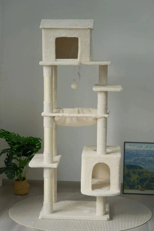 63 Inches Multi-Level Large Cat Tree beige Default -DTYStore