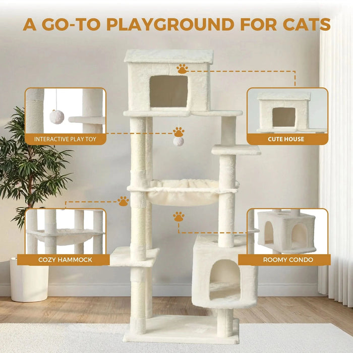 63 Inches Multi-Level Large Cat Tree beige Pet Supplies, Pet Trees & Condos, searchfilter_Pet Supplies| DTY Store